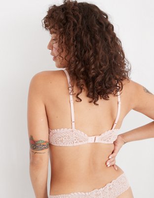 Aerie Real Power Wireless Push Up Far Out Lace Bra