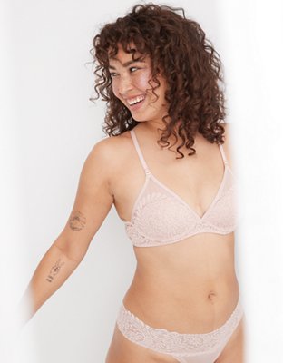 Aerie Real Power Wireless Push Up Far Out Lace Bra