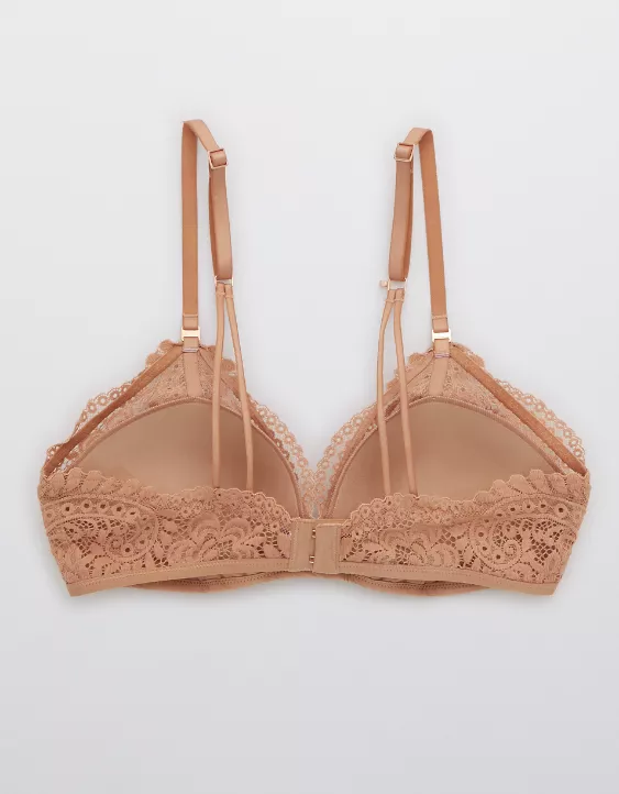 Aerie Real Power Wireless Push Up Far Out Lace Bra