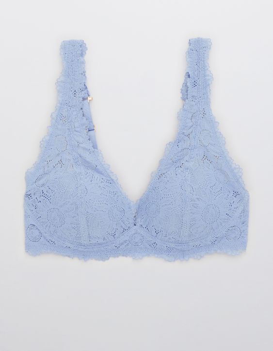 Aerie Real Power Wireless Push Up Sunflower Lace Bra