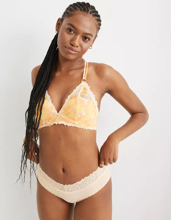 Aerie Real Power Wireless Push Up Sunkissed Lace Bra