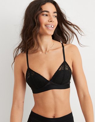 Aerie Real Power Plunge Push Up Poppy Lace Bra