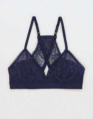 Aerie Real Power Wireless Push Up Paisley Lace Bra