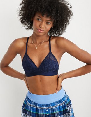Aerie Real Power Wireless Push Up Paisley Lace Bra