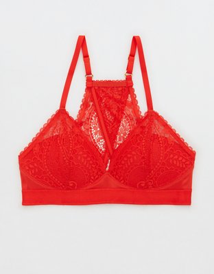 Aerie Real Power Wireless Push Up Paisley Lace Bra