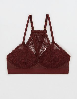 Aerie Real Power Wireless Push Up Paisley Lace Bra