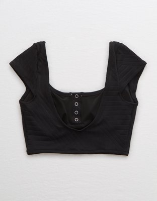 Aerie XO Cropped Bikini Top en punto elástico