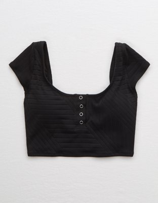 Aerie XO Cropped Bikini Top en punto elástico