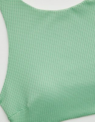 Aerie Waffle Boat Neck Crop Bikini Top