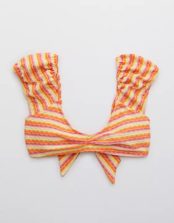Aerie Striped Jacquard Puff Sleeve Bikini Top