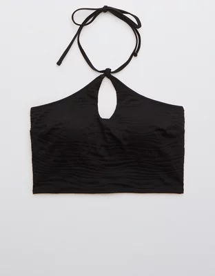 Aerie Jacquard Longline Halter Bikini Top