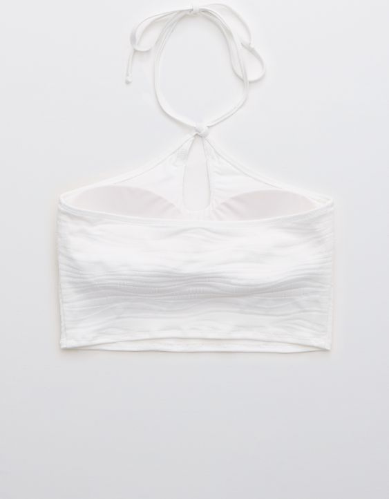 Aerie Jacquard Longline Halter Bikini Top