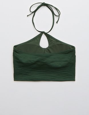 Aerie Jacquard Longline Halter Bikini Top