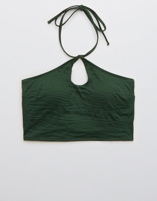 Aerie Jacquard Longline Halter Bikini Top