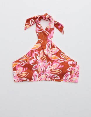 Aerie Crossover Top de bikini halter con abertura