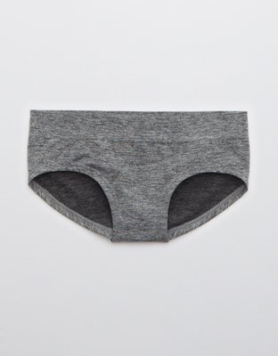 aerie, Intimates & Sleepwear, Set Of 3 Aerie Seamless Logo High Waisted  Mom Underwear Graybluestriped Large