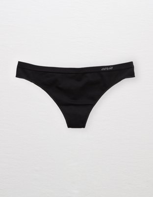aerie, Intimates & Sleepwear, New Nwt Aerie Aeo Black Seamless No Show  Sheer Lace Back Thong Panty Undies M