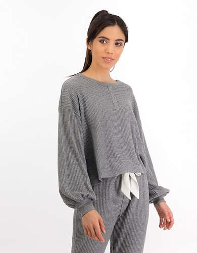 Aerie Cozy Cropped Henley T-Shirt