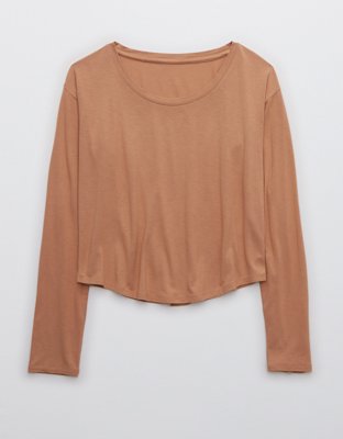 Женские топы Aerie Real Soft® Long Sleeve Cropped Top — фото 3