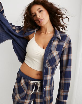 Aerie Women's Flannel Pajama Shirt, Lounge Tops