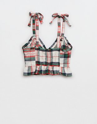 Aerie Flannel Ruffle Pajama Tank Top