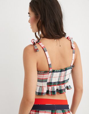 Aerie Flannel Ruffle Pajama Tank Top