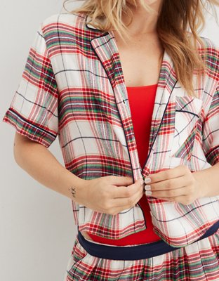 Aerie Women's Flannel Pajama Shirt, Lounge Tops