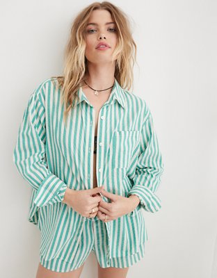 Женские рубашки Aerie Seersucker PJ-To-Party Shirt — фото 4