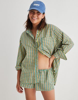 Aerie Camisa de Pijama de Cloqué para Fiestas