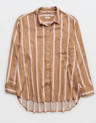 Женские рубашки Aerie Satin PJ-To-Party Shirt — фото 3