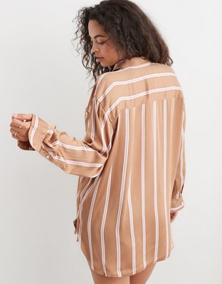 Женские рубашки Aerie Satin PJ-To-Party Shirt — фото 2
