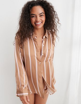 Aerie Satin PJ To Party Shirt Pajamas