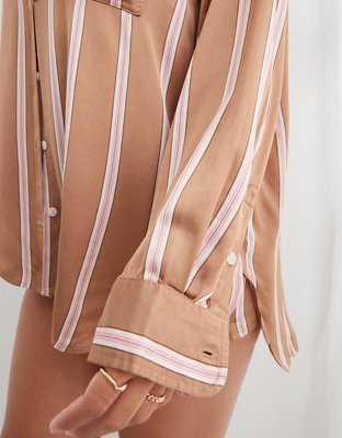 Женские рубашки Aerie Satin PJ-To-Party Shirt — фото 5