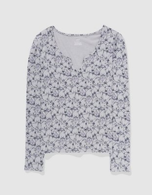 Aerie Jersey Notch Neck Pajama Top