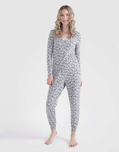 Aerie Top de Pijama de Tejido de Punto con Cuello Dividido