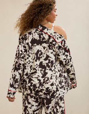 OVERSLEPT by Aerie Real Soft® Piping Long Sleeve PJ Top