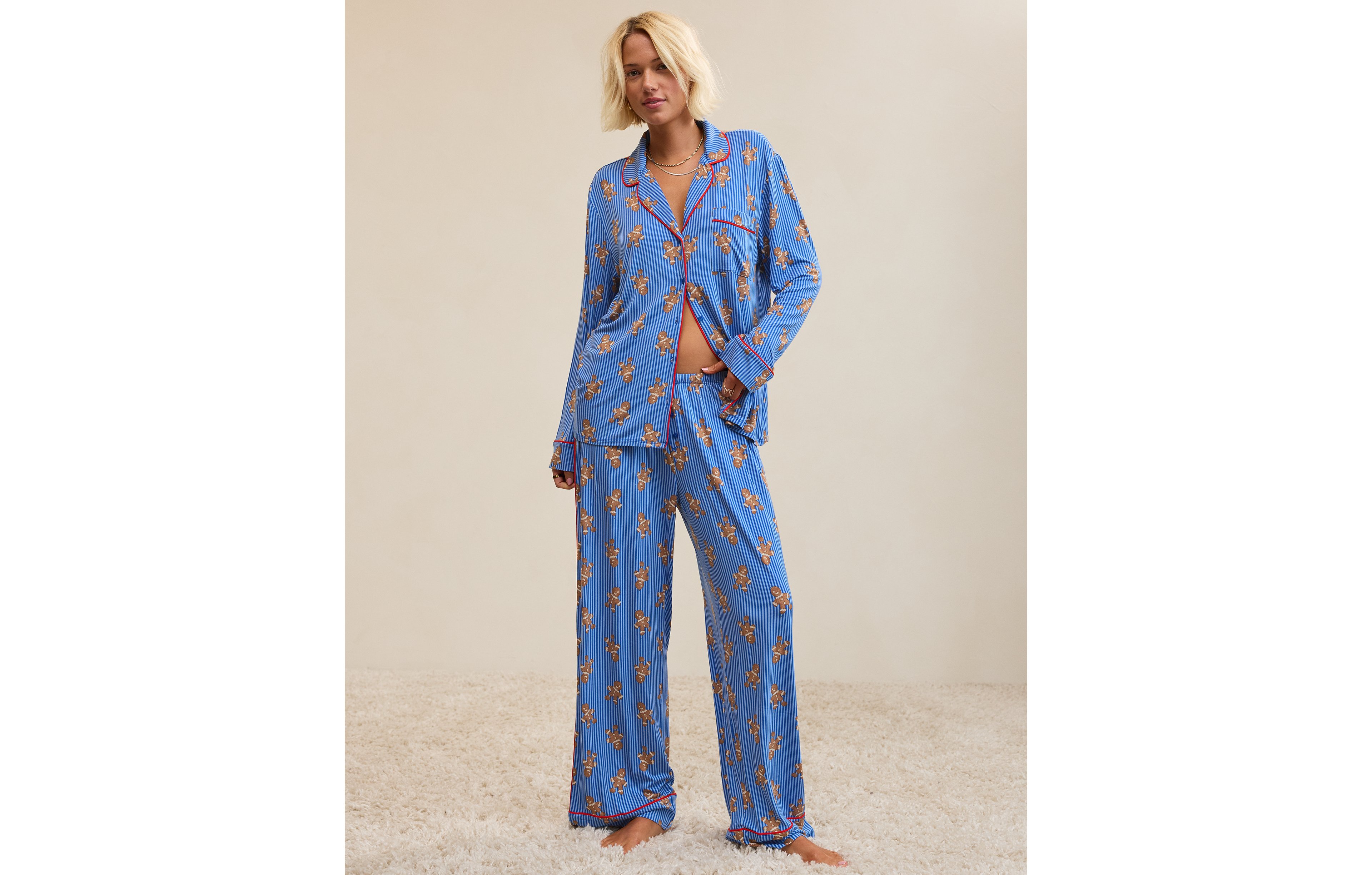 Aerie Real Soft® Piping Long Sleeve PJ Top