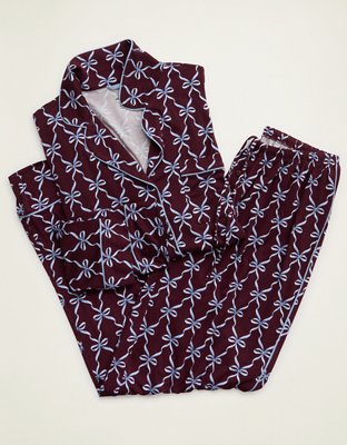OVERSLEPT by Aerie Real Soft® Piping Long Sleeve PJ Top
