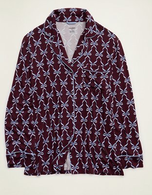 OVERSLEPT by Aerie Real Soft® Piping Long Sleeve PJ Top