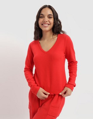 Aerie Waffle V Neck T-Shirt