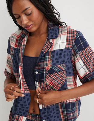 Aerie Flannel Pajama Shirt, Sleep Shorts Aerie