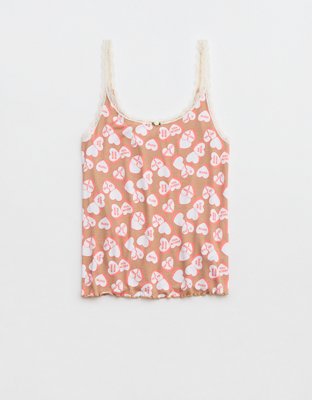 Aerie Real Soft® Camiseta sin Mangas con Ribetes de Encaje