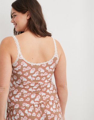 Aerie Real Soft® Camiseta sin Mangas con Ribetes de Encaje