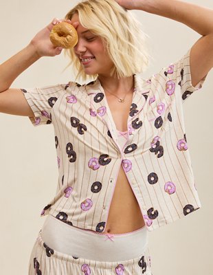 OVERSLEPT by Aerie Real Soft Short Sleeve Pajama Shirt