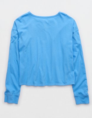 Женские рубашки Aerie Cotton Mix Henley Long Sleeve Shirt — фото 4