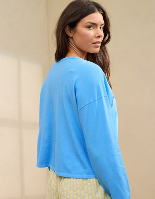 Женские рубашки Aerie Cotton Mix Henley Long Sleeve Shirt — фото 2