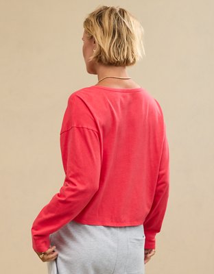 Aerie Cotton Mix Henley Long Sleeve Shirt