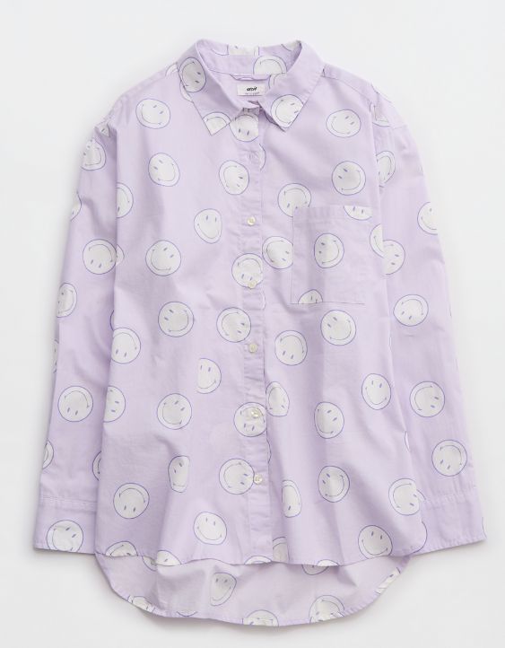 Aerie Smiley® Poplin PJ-to-Party Shirt