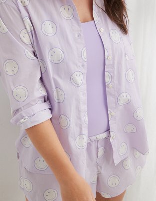 Aerie Smiley® Poplin PJ-to-Party Shirt - Pajamas