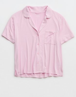 Aerie Real Soft® Blanket Stitch Short Sleeve Pajama Shirt